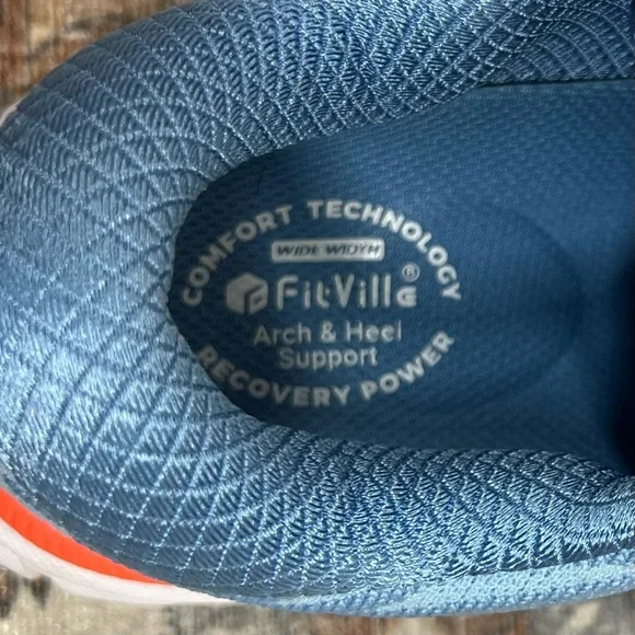 Fitville Running Shoes Women 7M Wide Width FlowCore V2 Sky Blue Knit Heel Arch - Picture 11 of 13